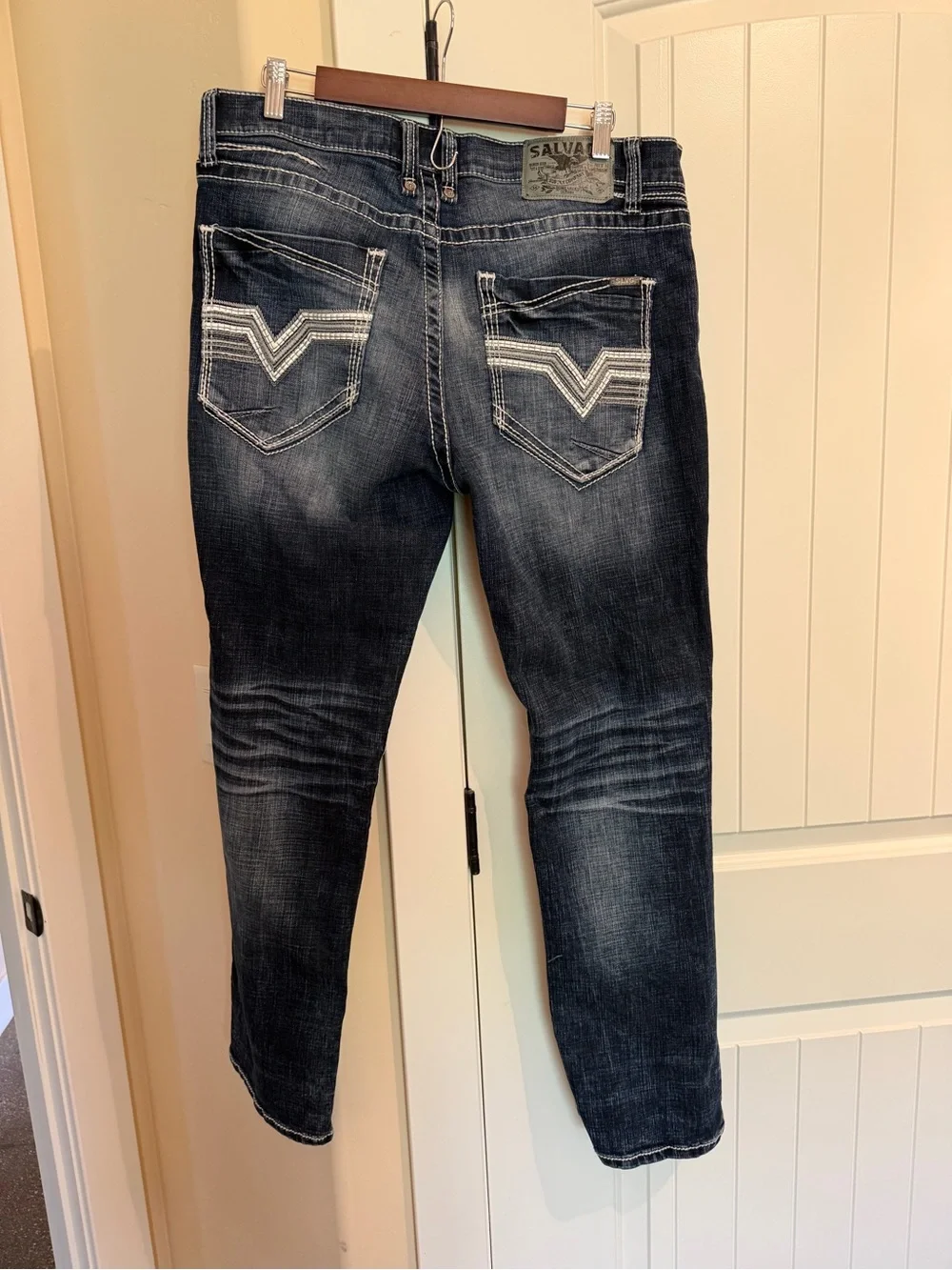 Salvage men’s Jeans - Mayhem straight regular fit, White Stitch Pocket Detail